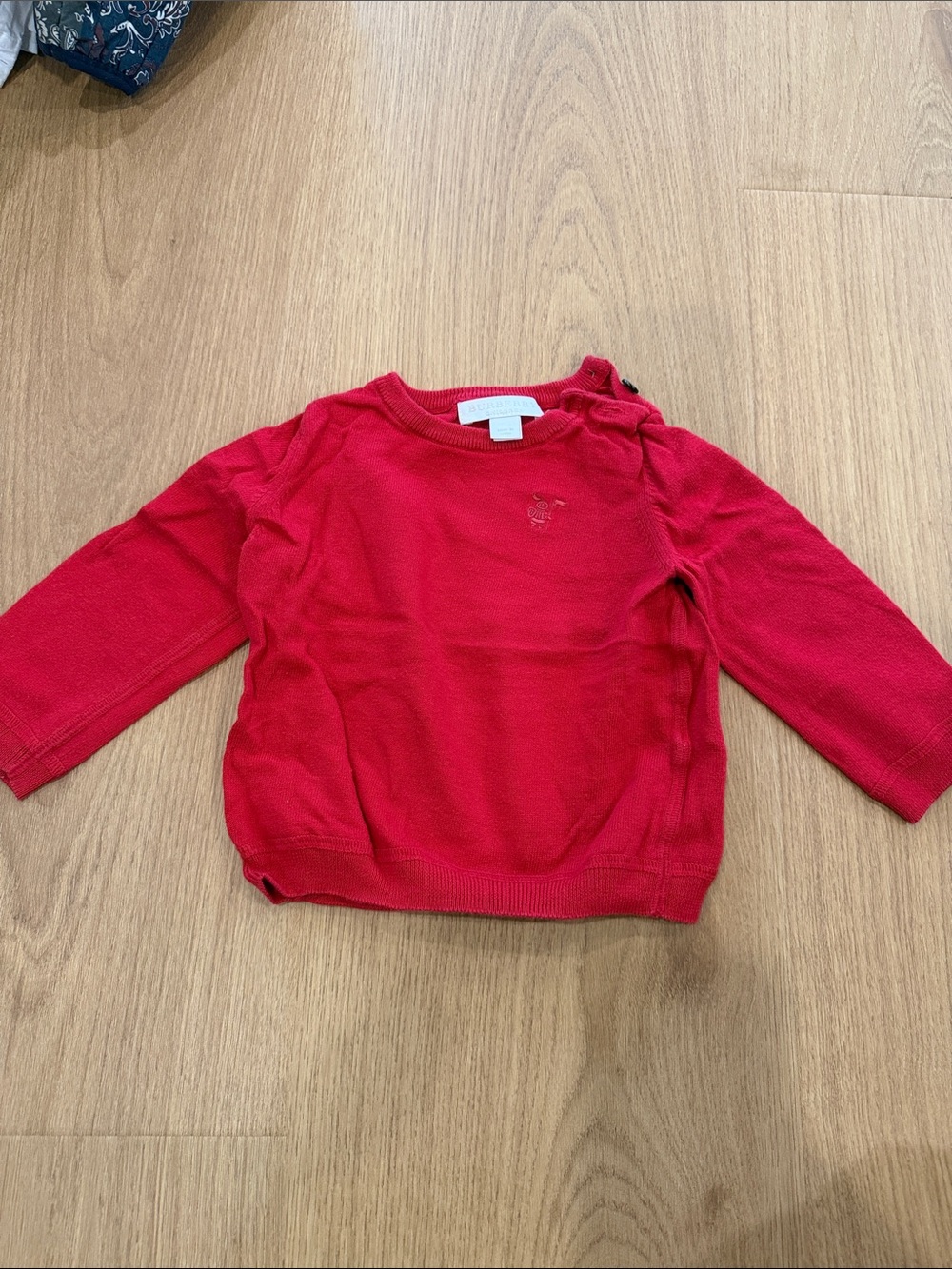 Burberry Red Long-Sleeve Knit Sweater for Kids